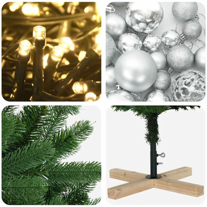 Albero di Natale artificiale con palline 120 cm 150 LED 3461430