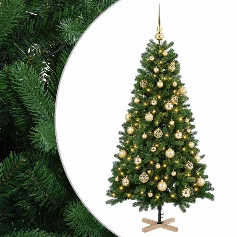 Albero di Natale artificiale con palline 120 cm 150 LED 3461425