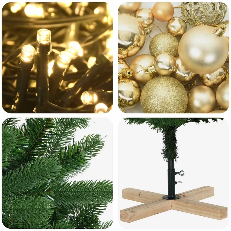 Albero di Natale artificiale con palline 120 cm 150 LED 3461425