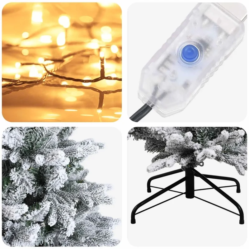 Albero di Natale Artificiale con Rami Pieghevoli 150 cm 150 LED 3465470