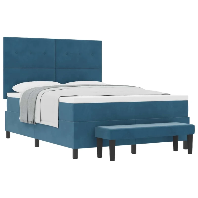 Letto a molle con testiera Blu scuro 190 x 140 cm Velluto 3344514
