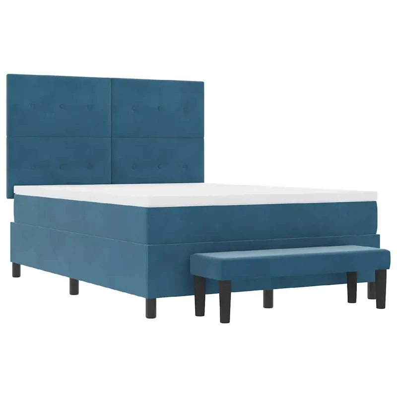 Letto a molle con testiera Blu scuro 190 x 140 cm Velluto 3344514