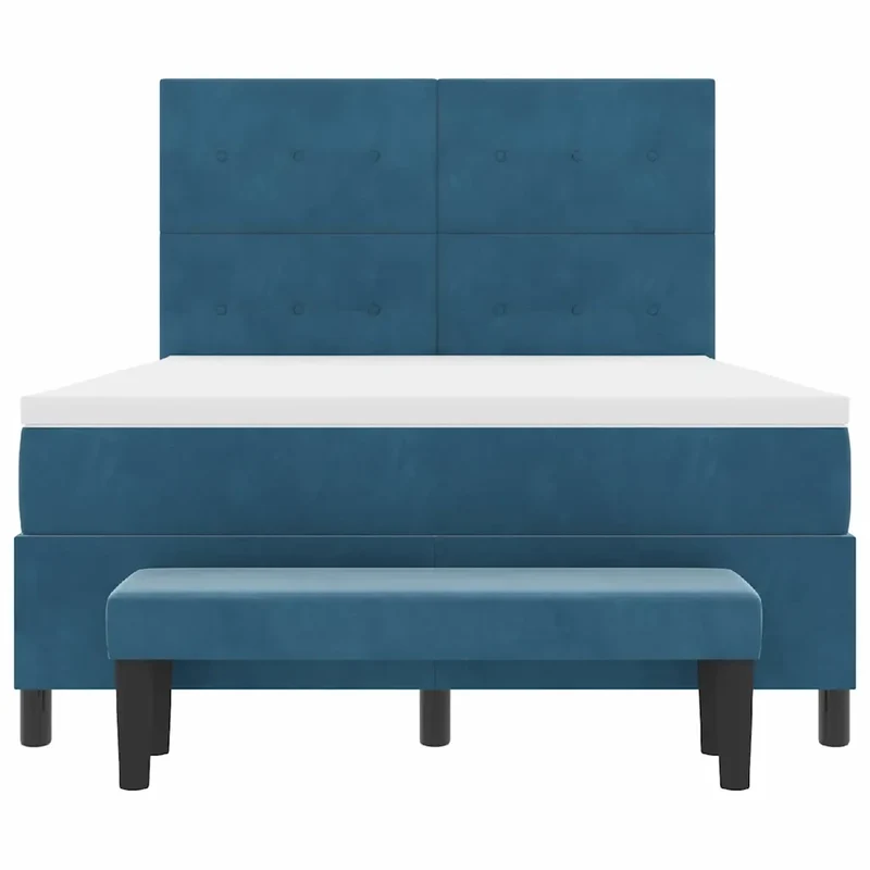 Letto a molle con testiera Blu scuro 190 x 140 cm Velluto 3344514