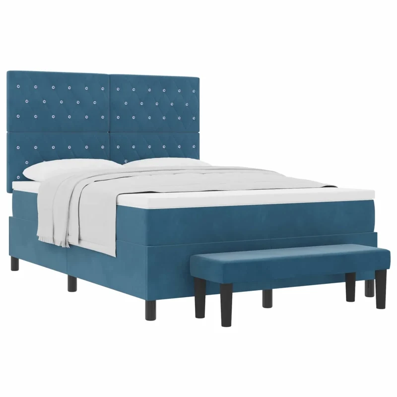 Letto a molle con testiera Blu scuro 190 x 140 cm Velluto 3344448
