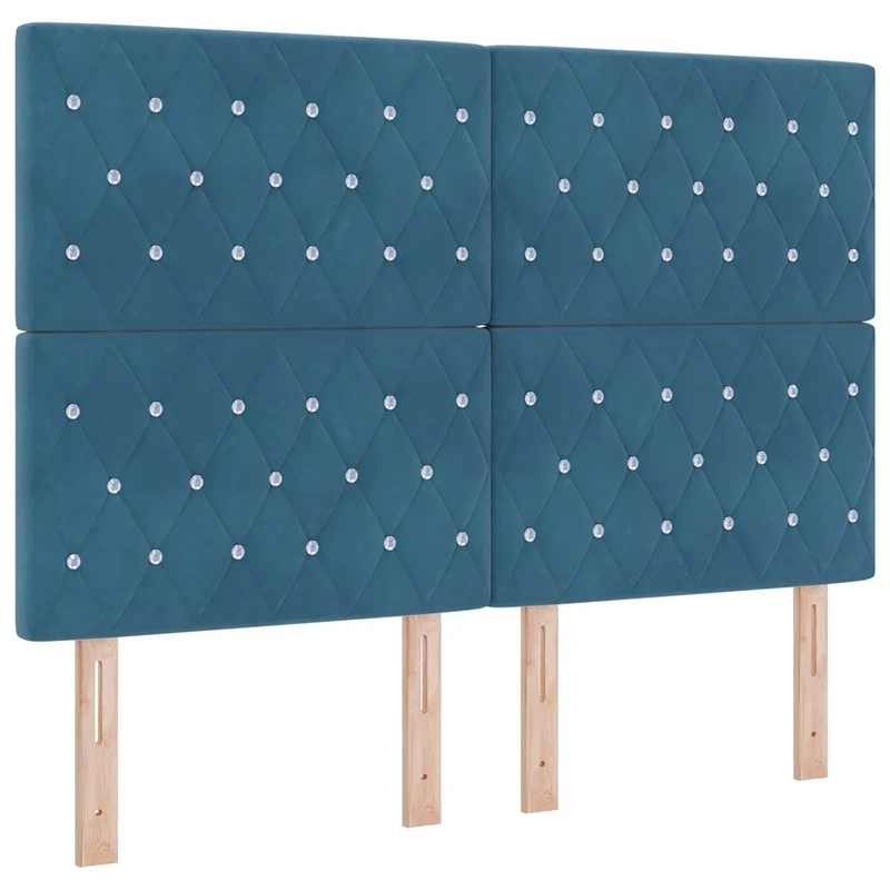 Letto a molle con testiera Blu scuro 190 x 140 cm Velluto 3344448