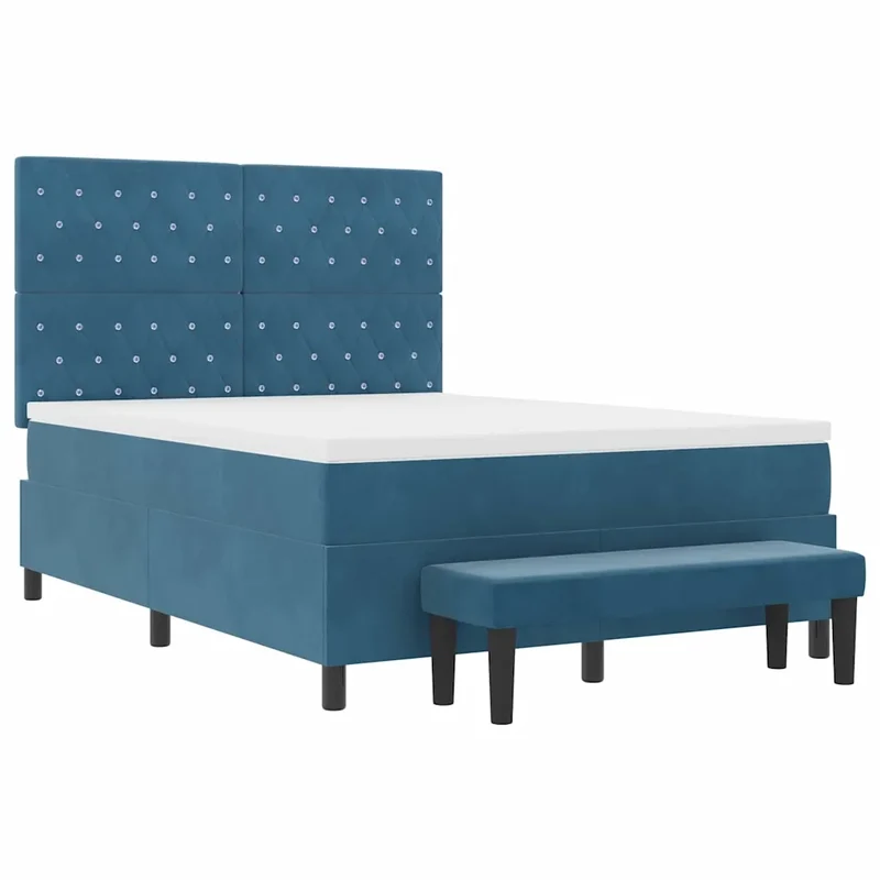 Letto a molle con testiera Blu scuro 190 x 140 cm Velluto 3344448