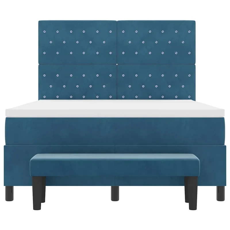 Letto a molle con testiera Blu scuro 190 x 140 cm Velluto 3344448