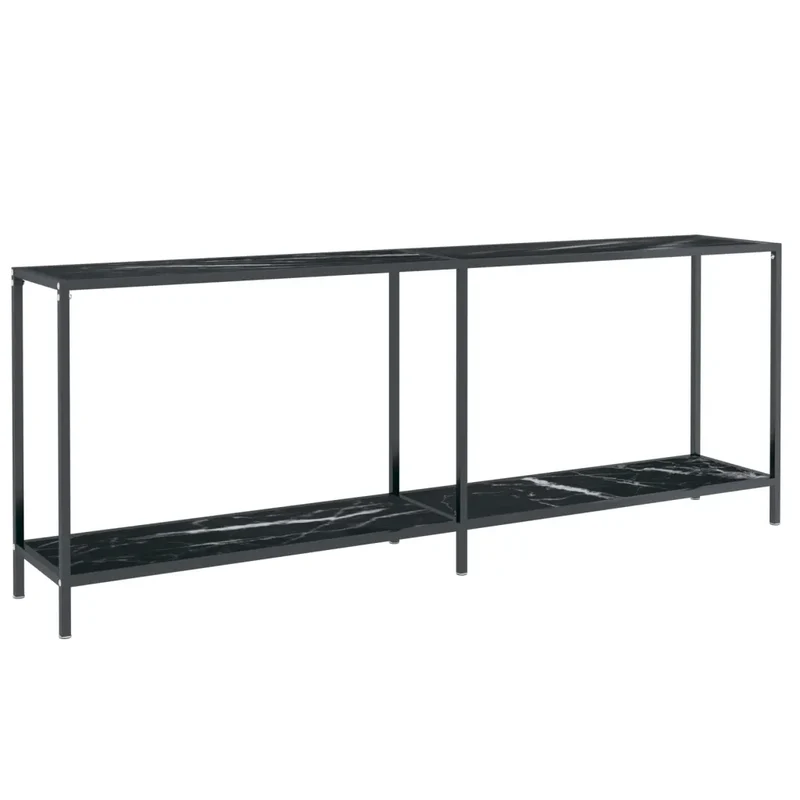 Tavolo Consolle Nero 200x35x75,5 cm in Vetro Temperato 331709