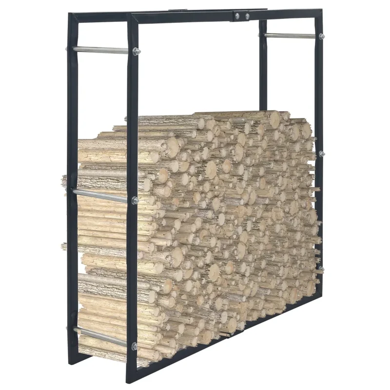 Rastrelliera per Legna da Ardere Nera 100x25x100 cm in Acciaio 286288