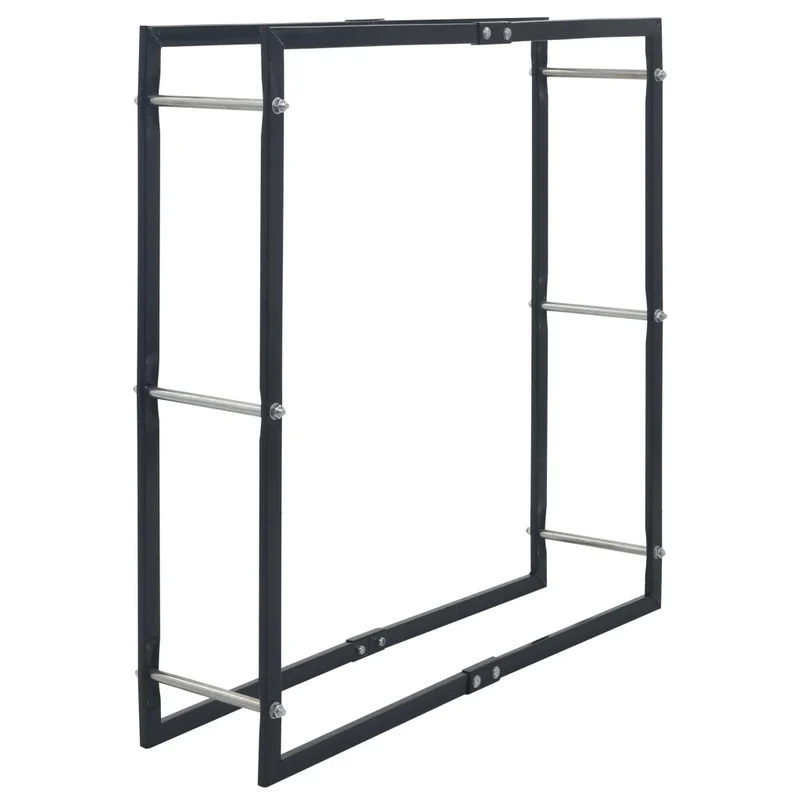 Rastrelliera per Legna da Ardere Nera 100x25x100 cm in Acciaio 286288