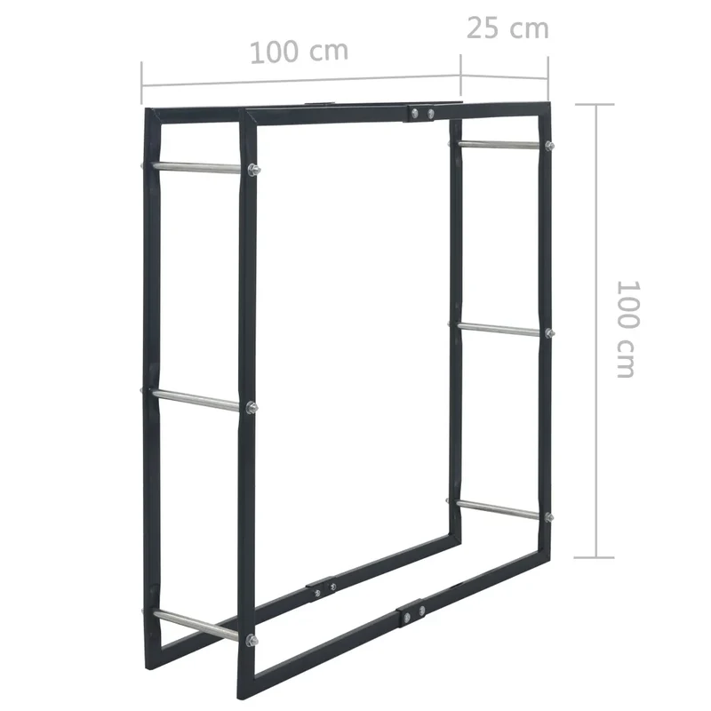 Rastrelliera per Legna da Ardere Nera 100x25x100 cm in Acciaio 286288