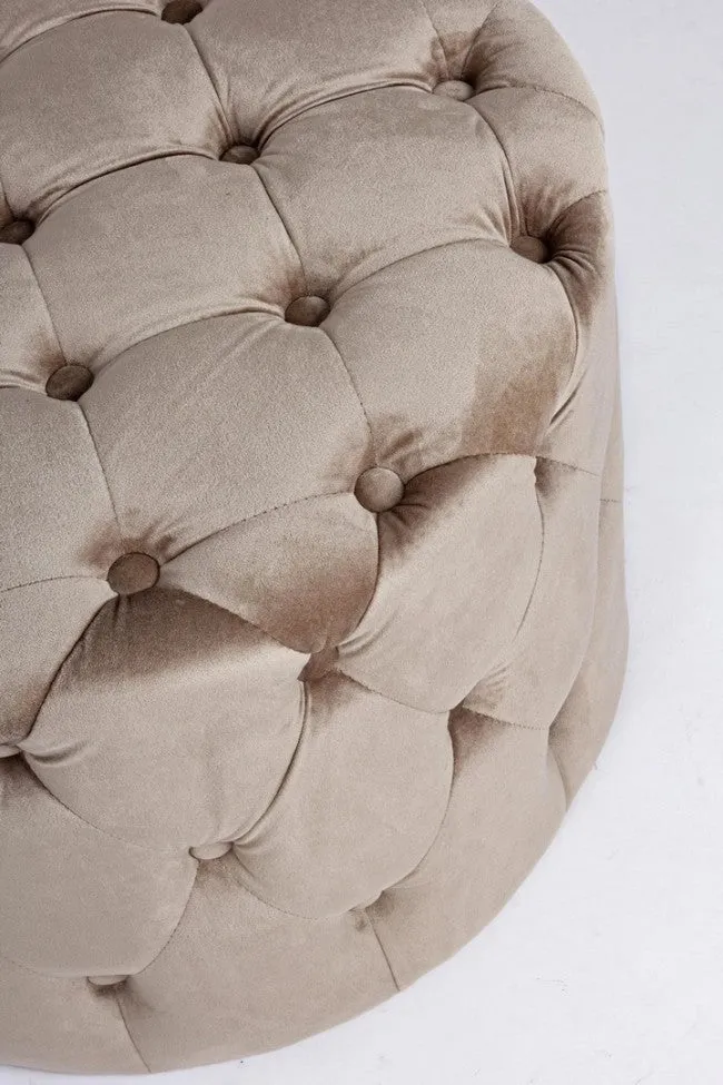Pouf Lorella in Tessuto effetto Velluto Tortora