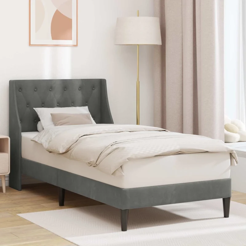 Struttura del letto Grigio Scuro 100 x 190 cm Velluto 42027461