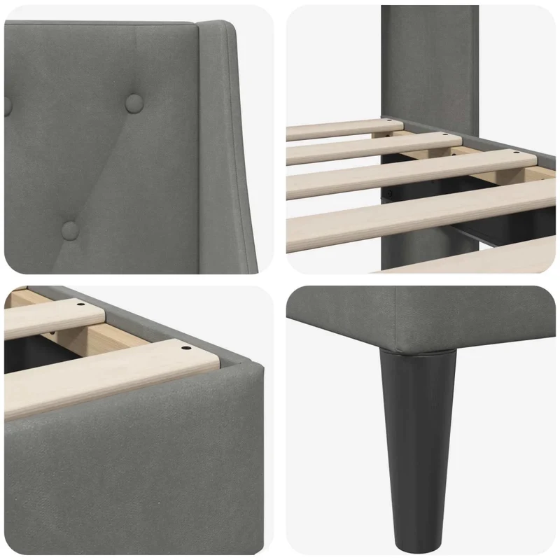 Struttura del letto Grigio Scuro 100 x 190 cm Velluto 42027461
