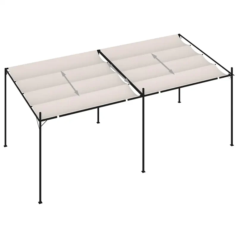 Gazebo con Tetto Retrattile 600x300x233 cm Crema 313632
