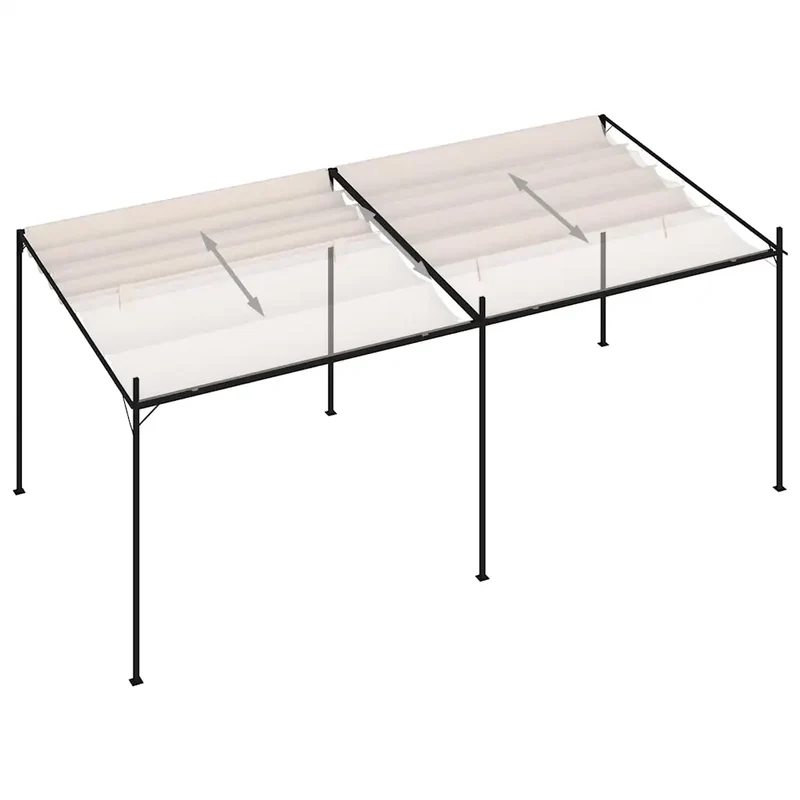 Gazebo con Tetto Retrattile 600x300x233 cm Crema 313632