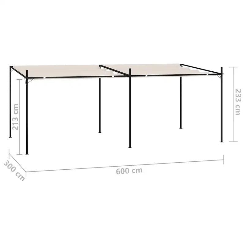 Gazebo con Tetto Retrattile 600x300x233 cm Crema 313632