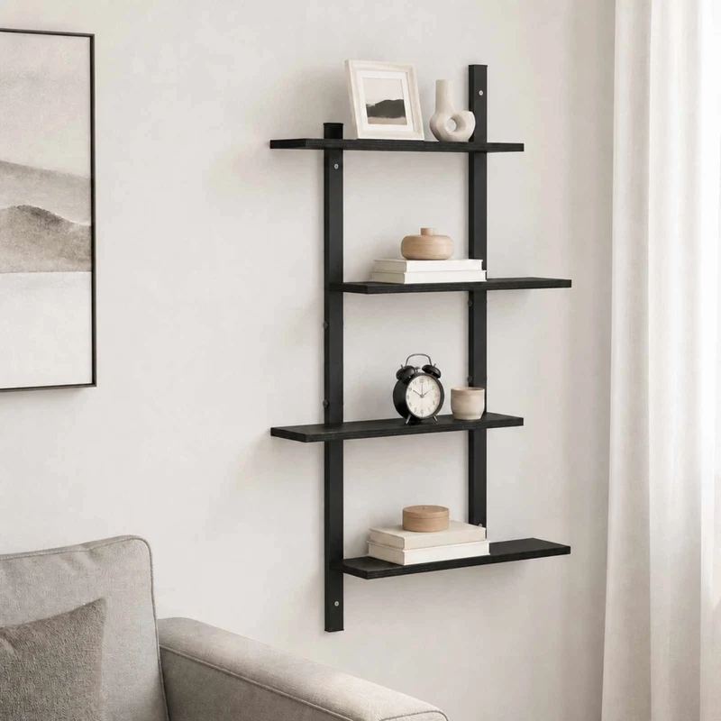 Scaffale da parete Rovere Nero 61 x 13,5 x 105,5 cm 8020419
