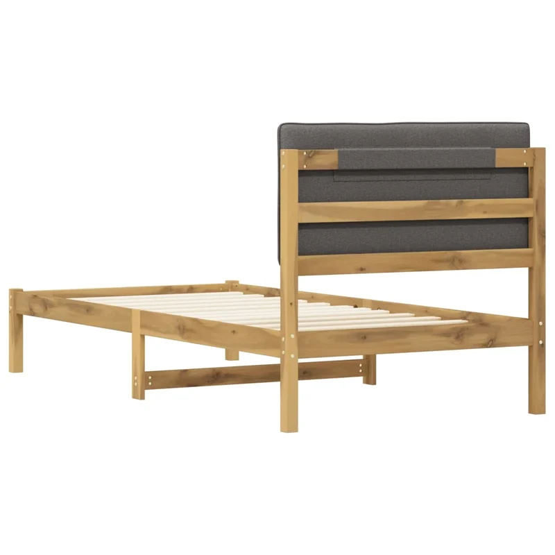 Letto con Testiera Rivestita Bianco lavato e grigio chiaro 904180
