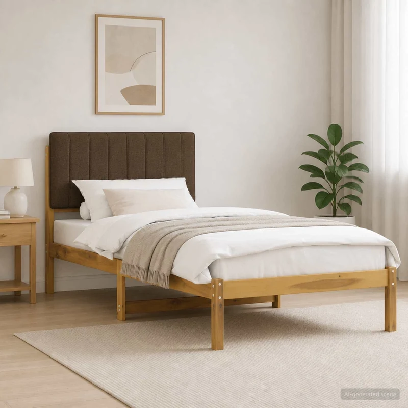 Letto con Testiera Rivestita Bianco lavato e taupe 90 x 200 cm 904189