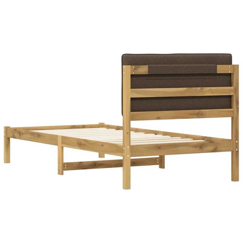 Letto con Testiera Rivestita Bianco lavato e taupe 90 x 200 cm 904189