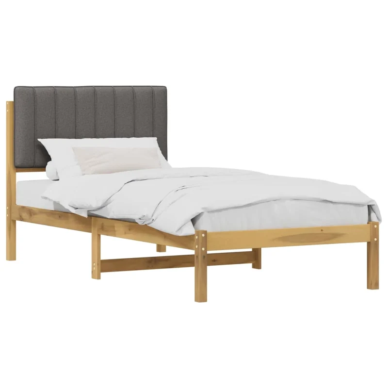 Letto con Testiera Rivestita Bianco lavato e grigio chiaro 904186