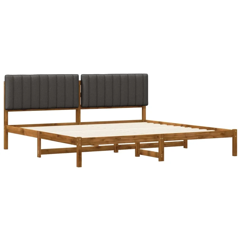 Letto con Testiera Rivestita Naturale e Grigio Scuro 3405074