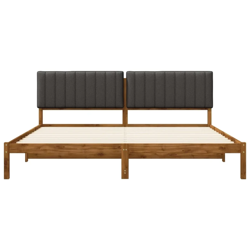 Letto con Testiera Rivestita Naturale e Grigio Scuro 3405074