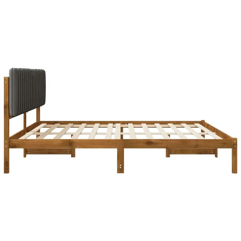Letto con Testiera Rivestita Naturale e Grigio Scuro 3405074