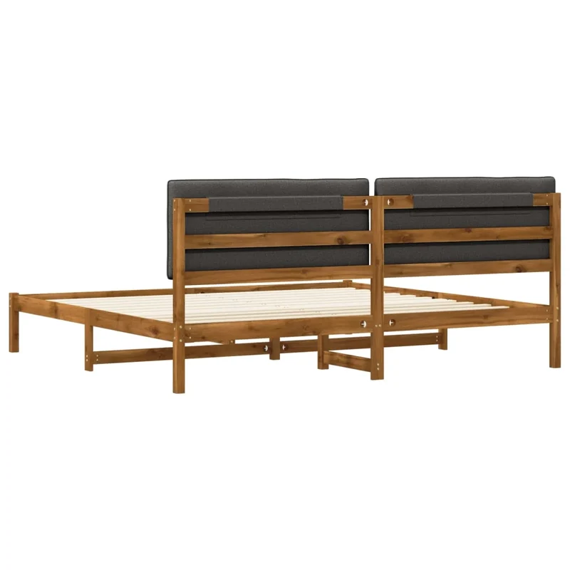 Letto con Testiera Rivestita Naturale e Grigio Scuro 3405074