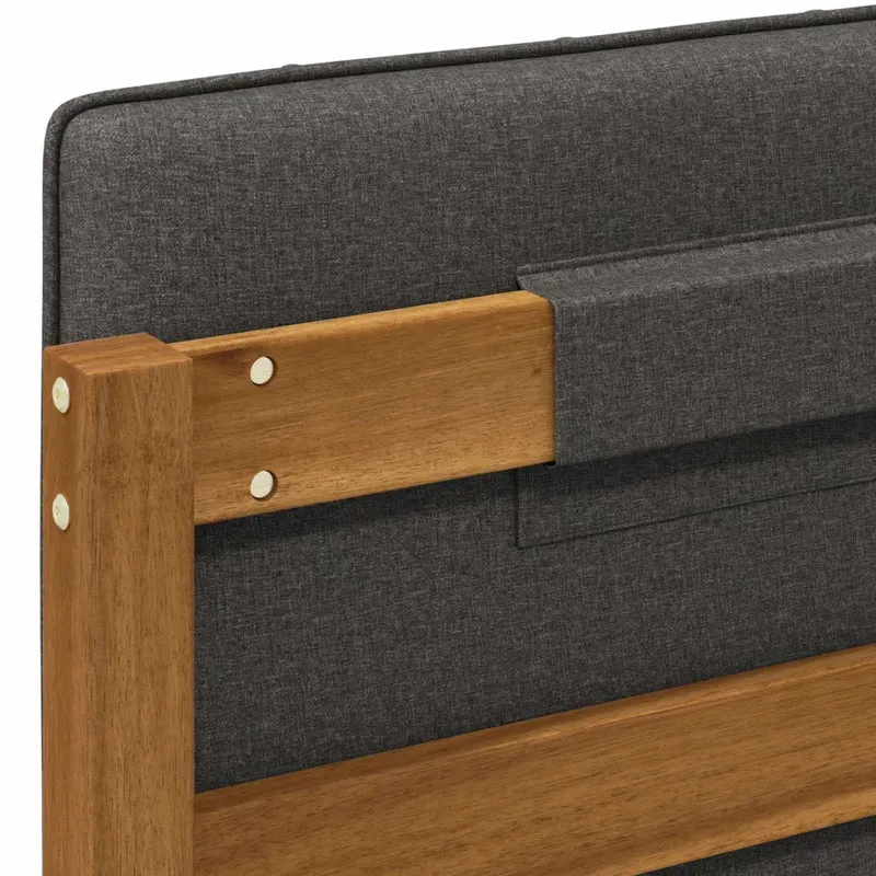 Letto con Testiera Rivestita Naturale e Grigio Scuro 3405074