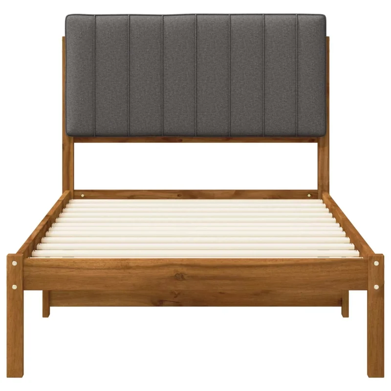 Letto con Testiera Rivestita Naturale e Grigio Chiaro 904185