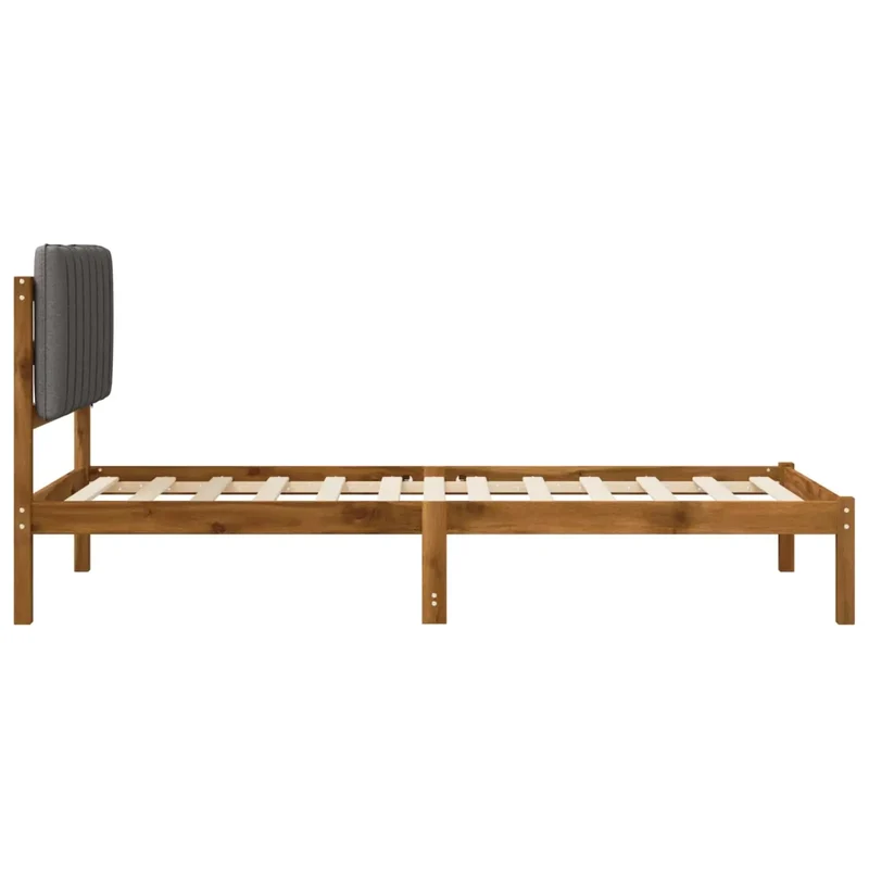 Letto con Testiera Rivestita Naturale e Grigio Chiaro 904185