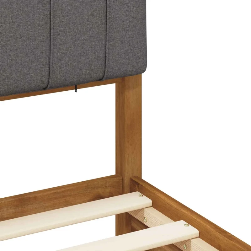 Letto con Testiera Rivestita Naturale e Grigio Chiaro 904185