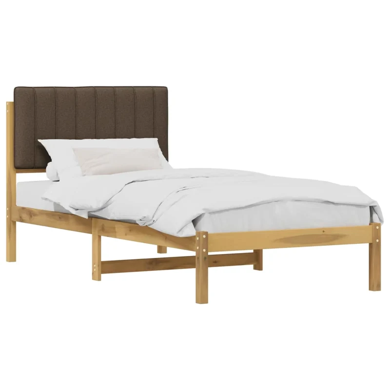 Letto con Testiera Rivestita Bianco lavato e taupe 100 x 200 cm 904183