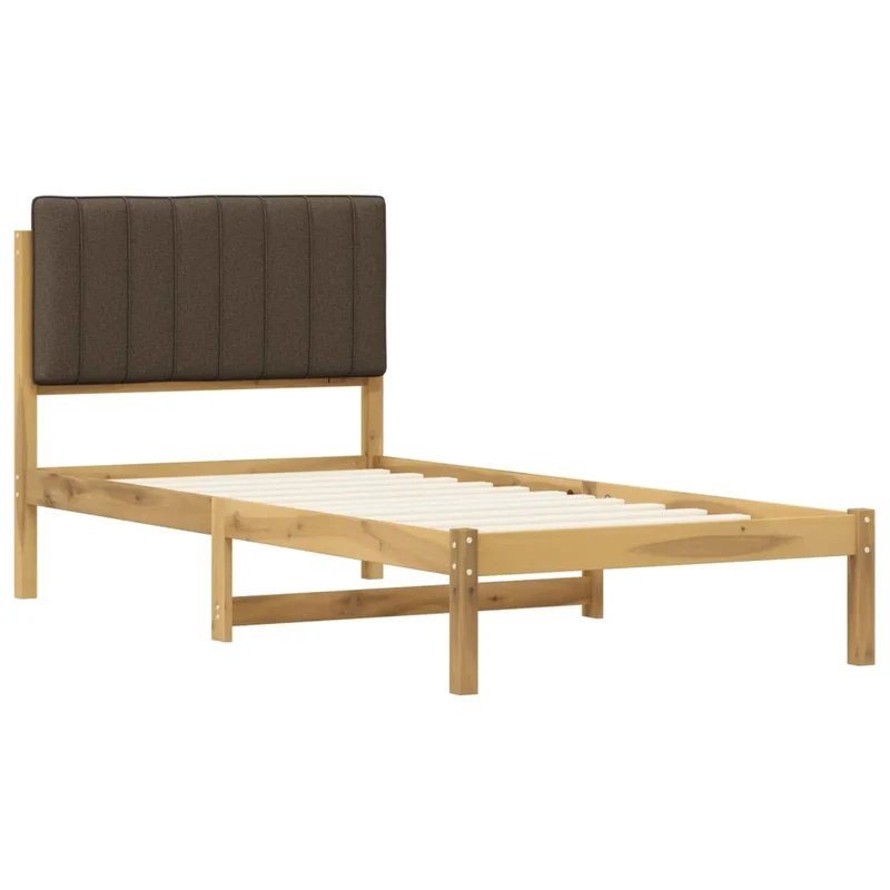 Letto con Testiera Rivestita Bianco lavato e taupe 100 x 200 cm 904183