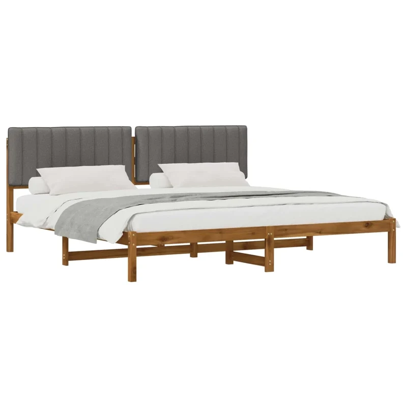 Letto con Testiera Rivestita Naturale e Grigio Chiaro 3405072