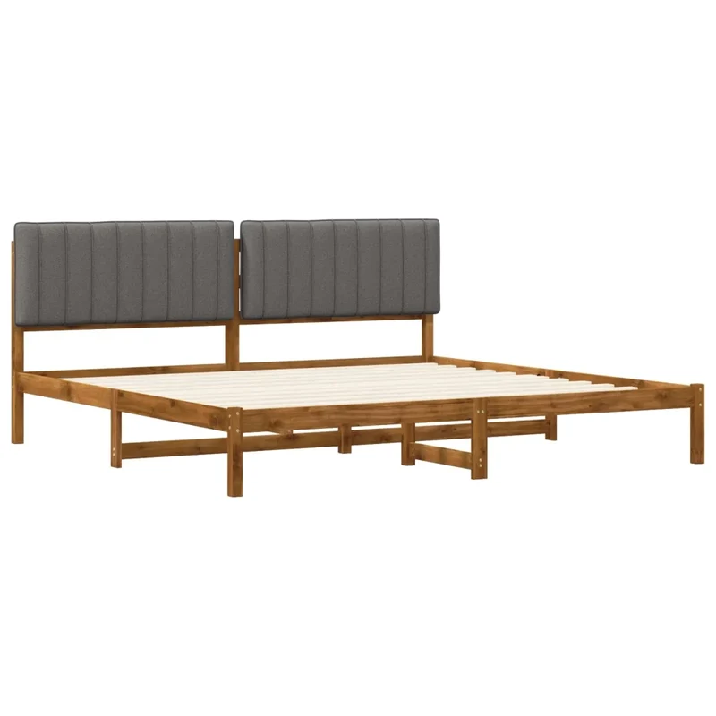 Letto con Testiera Rivestita Naturale e Grigio Chiaro 3405072