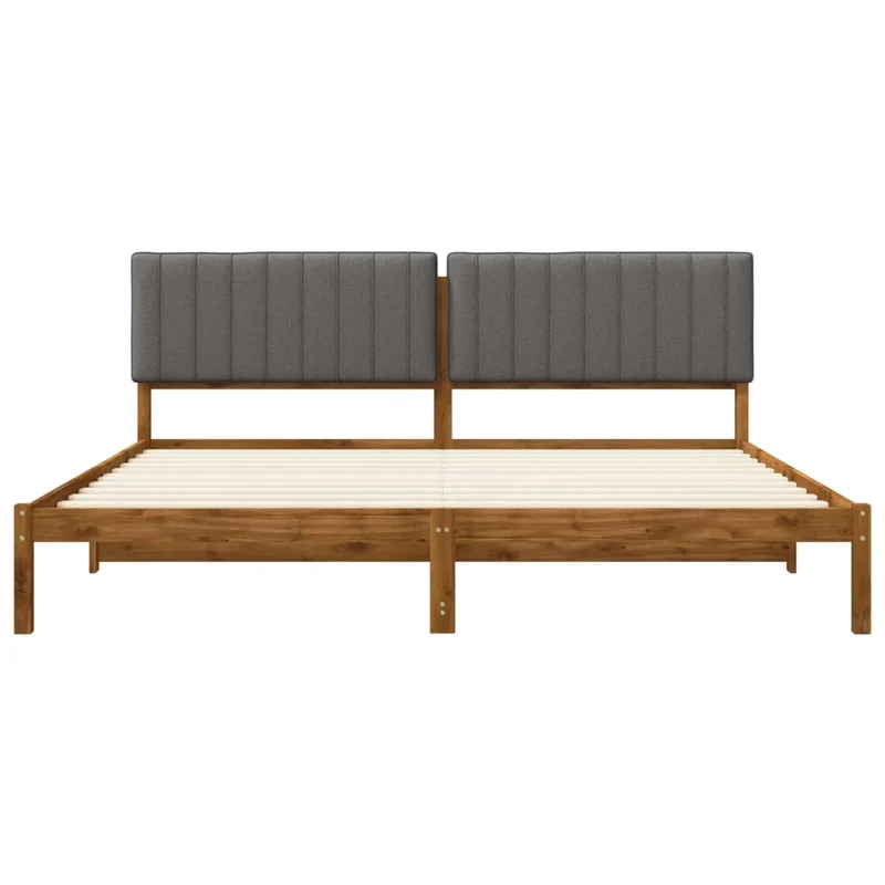Letto con Testiera Rivestita Naturale e Grigio Chiaro 3405072