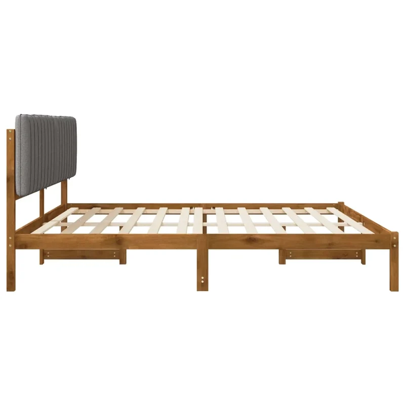 Letto con Testiera Rivestita Naturale e Grigio Chiaro 3405072