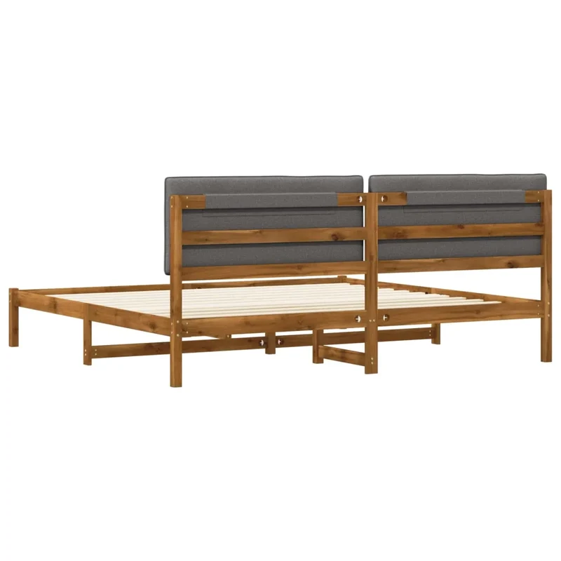 Letto con Testiera Rivestita Naturale e Grigio Chiaro 3405072