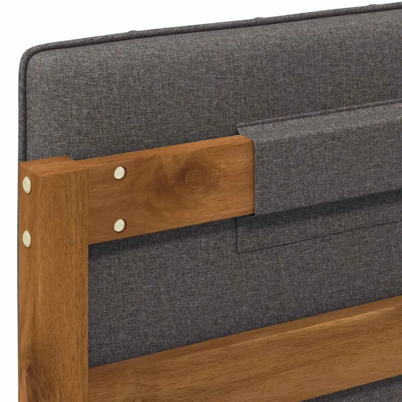 Letto con Testiera Rivestita Naturale e Grigio Chiaro 3405072