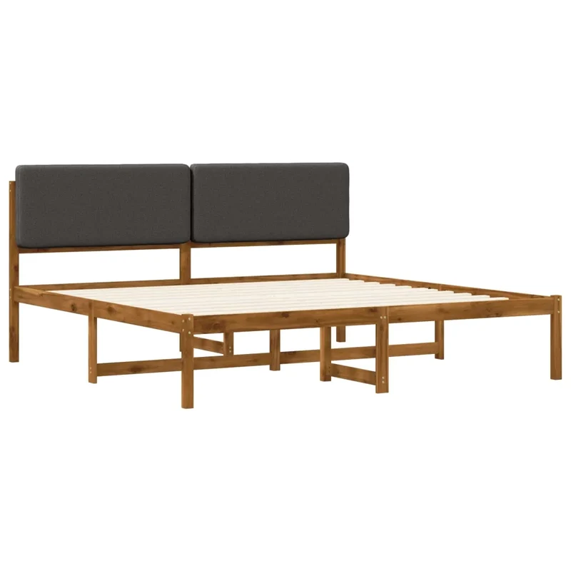 Letto con Testiera Rivestita Naturale e Grigio Scuro 3405110
