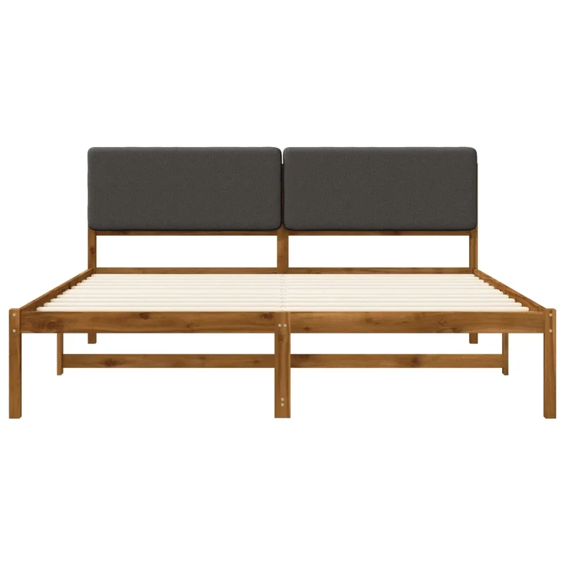 Letto con Testiera Rivestita Naturale e Grigio Scuro 3405110