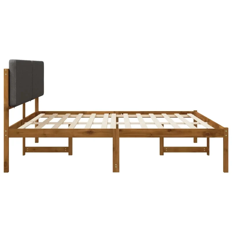 Letto con Testiera Rivestita Naturale e Grigio Scuro 3405110