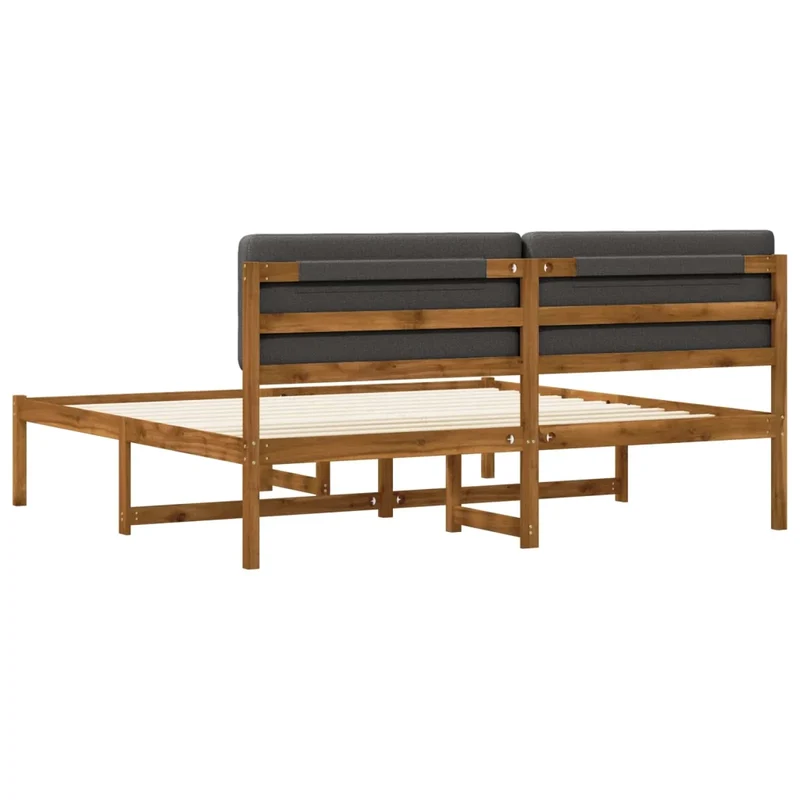 Letto con Testiera Rivestita Naturale e Grigio Scuro 3405110