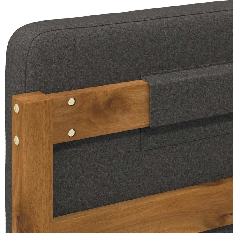 Letto con Testiera Rivestita Naturale e Grigio Scuro 3405110