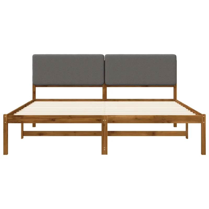 Letto con Testiera Rivestita Naturale e Grigio Chiaro 3405108