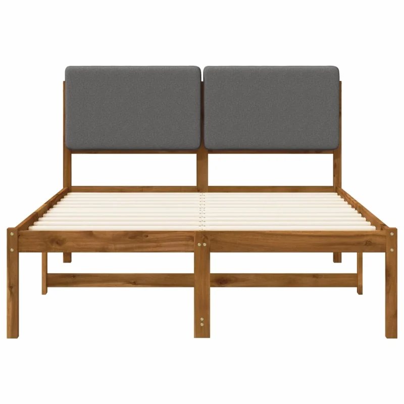 Letto con Testiera Rivestita Naturale e Grigio Chiaro 904341
