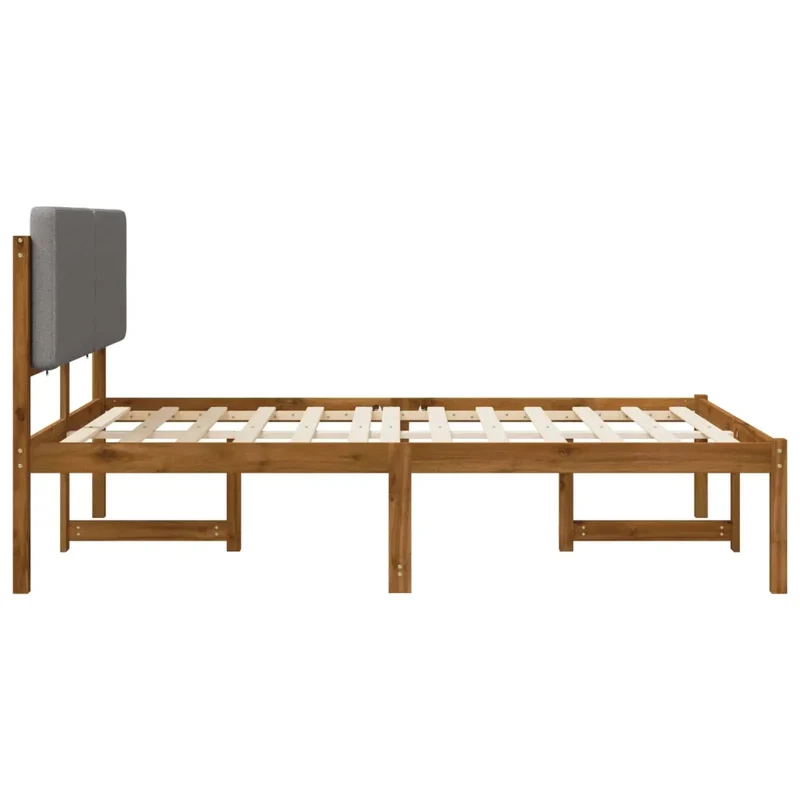 Letto con Testiera Rivestita Naturale e Grigio Chiaro 904341